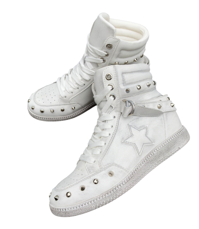 Ivory Studded Star Lace-Up High-Top