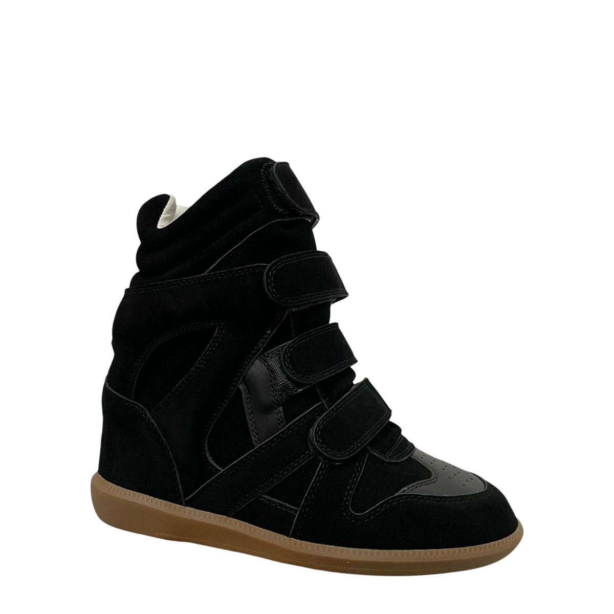 Noir Suede Hidden-Wedge Sneaker