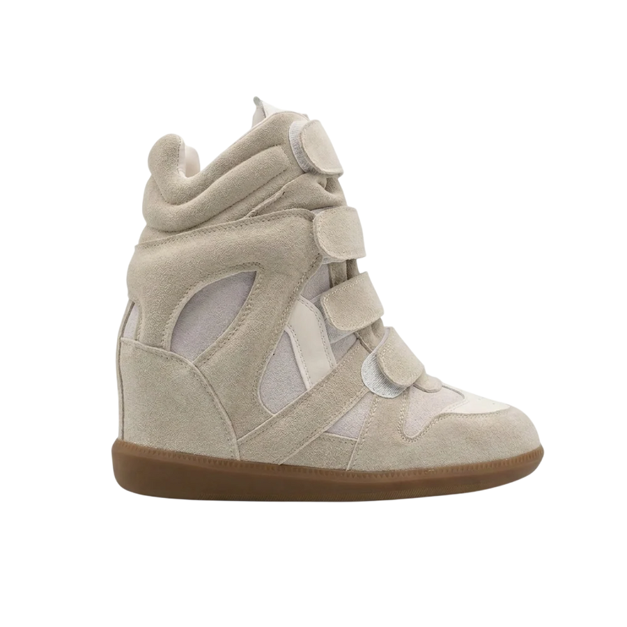High-Top Rhinestone Platform Sneakers with Built-Up Heel and Retro Animal-Print Accents